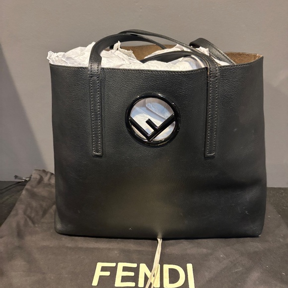 FENDI Leather Black Large Tote Bag (Used) - Picture 2 of 5